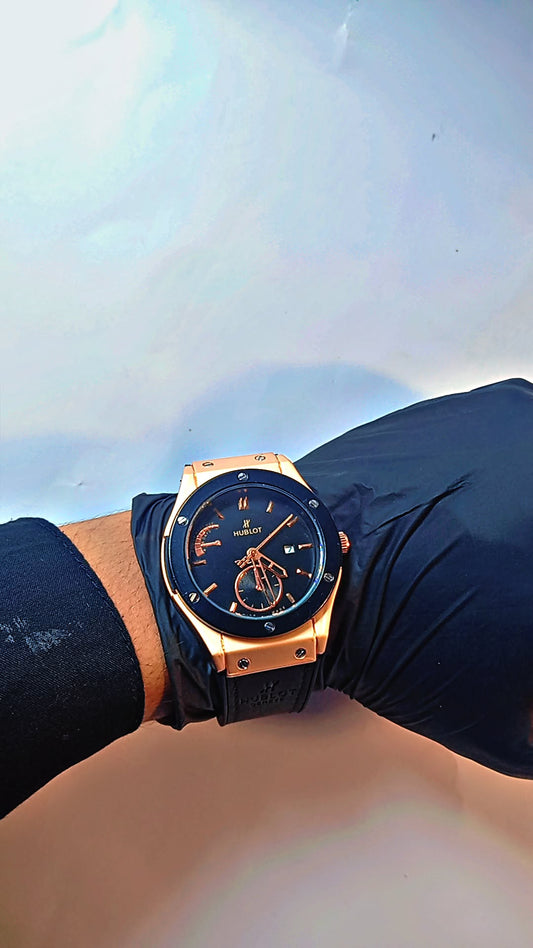 HUBLOT MEN’S LUXURY WATCH – BLACK DIAL & STRAP