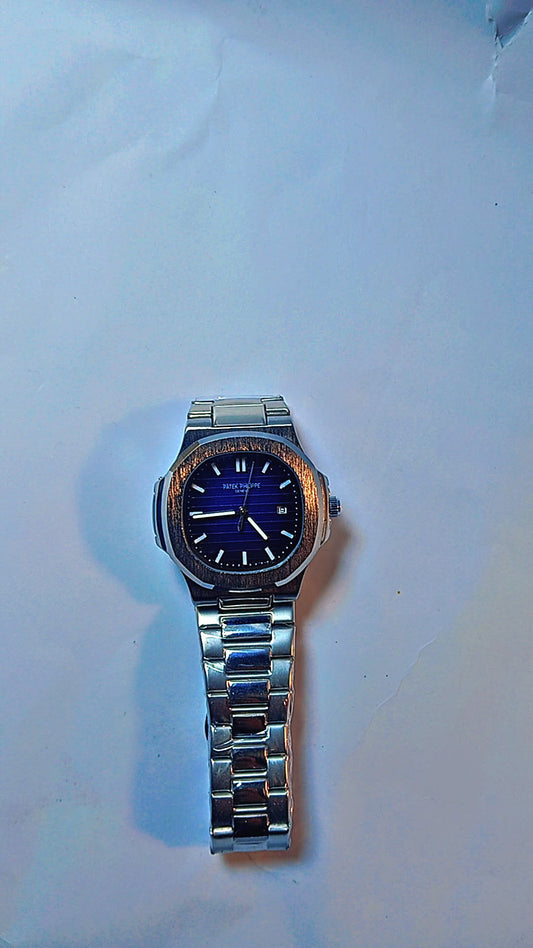 PATEK PHILIPPE ROUND WATCH – BLUE DIAL & SILVER CASE